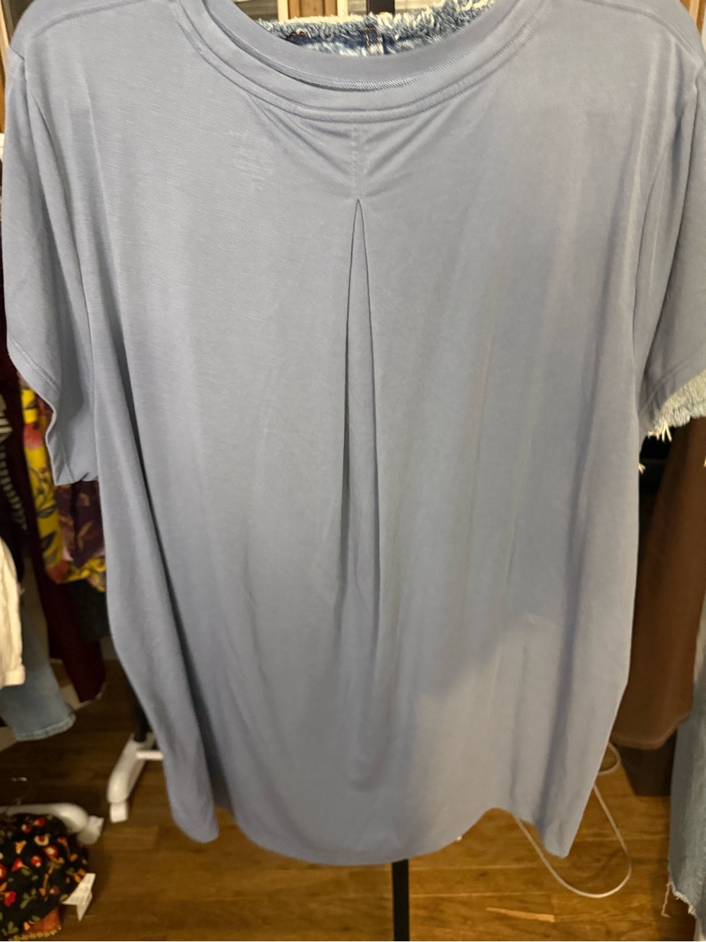 Athleta Light Blue Short Sleeve Pleat-Front Tee